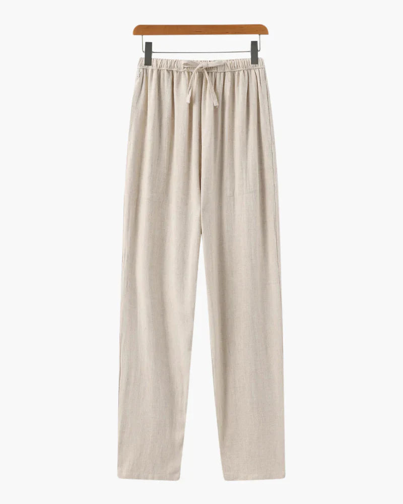 Pantalones de lino holgados con cordón