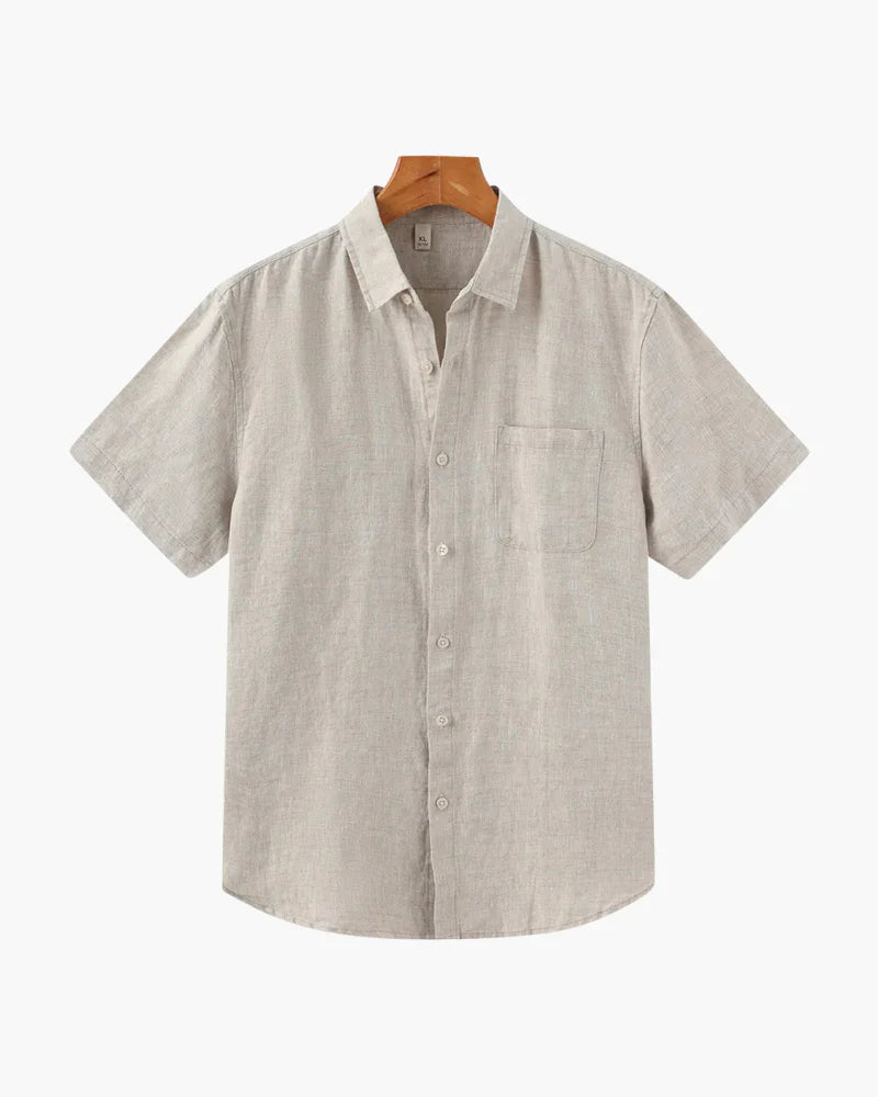 Camisa costera de lino de manga corta