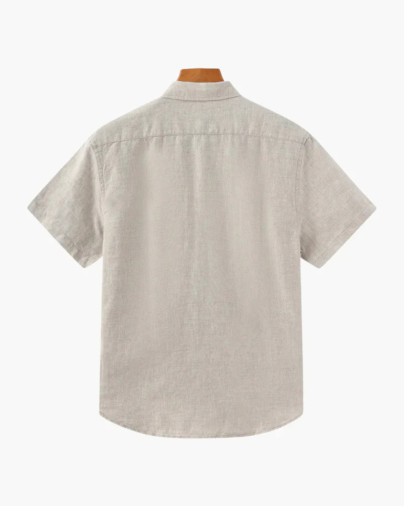 Camisa costera de lino de manga corta