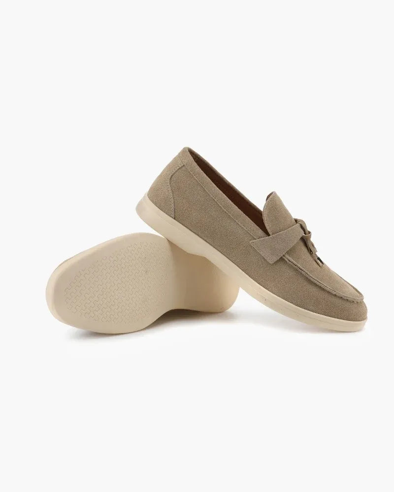 Vernier Suede Loafers — Ivory
