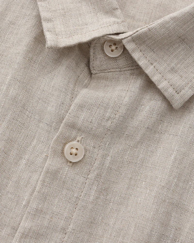 Camisa costera de lino de manga corta
