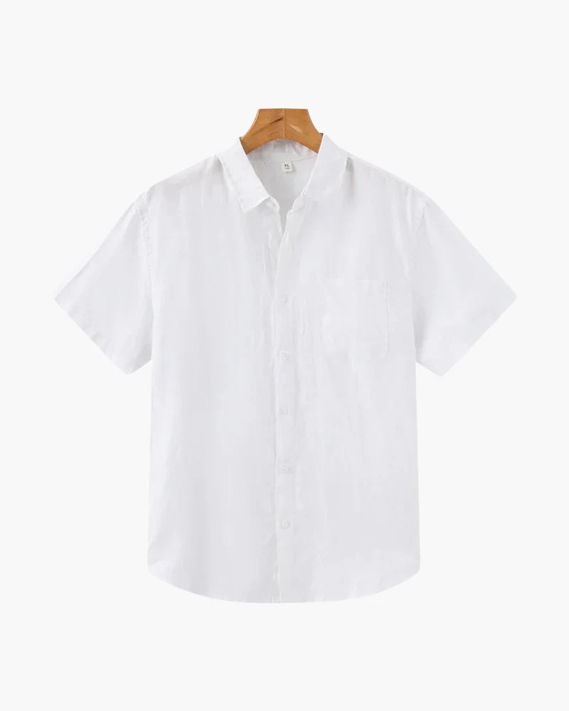 Camisa costera de lino de manga corta