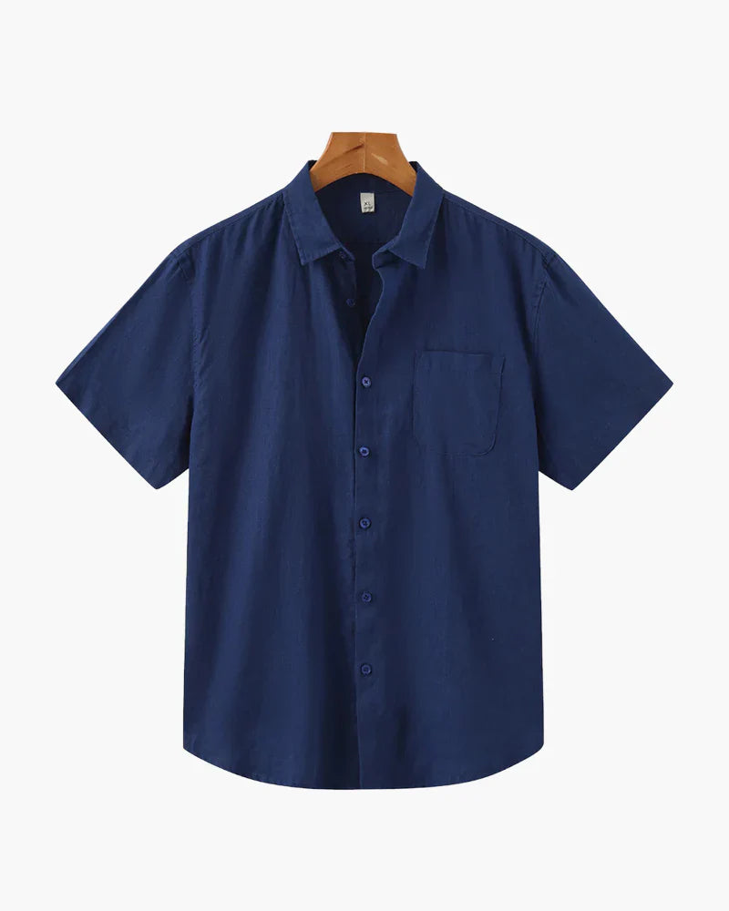 Camisa costera de lino de manga corta