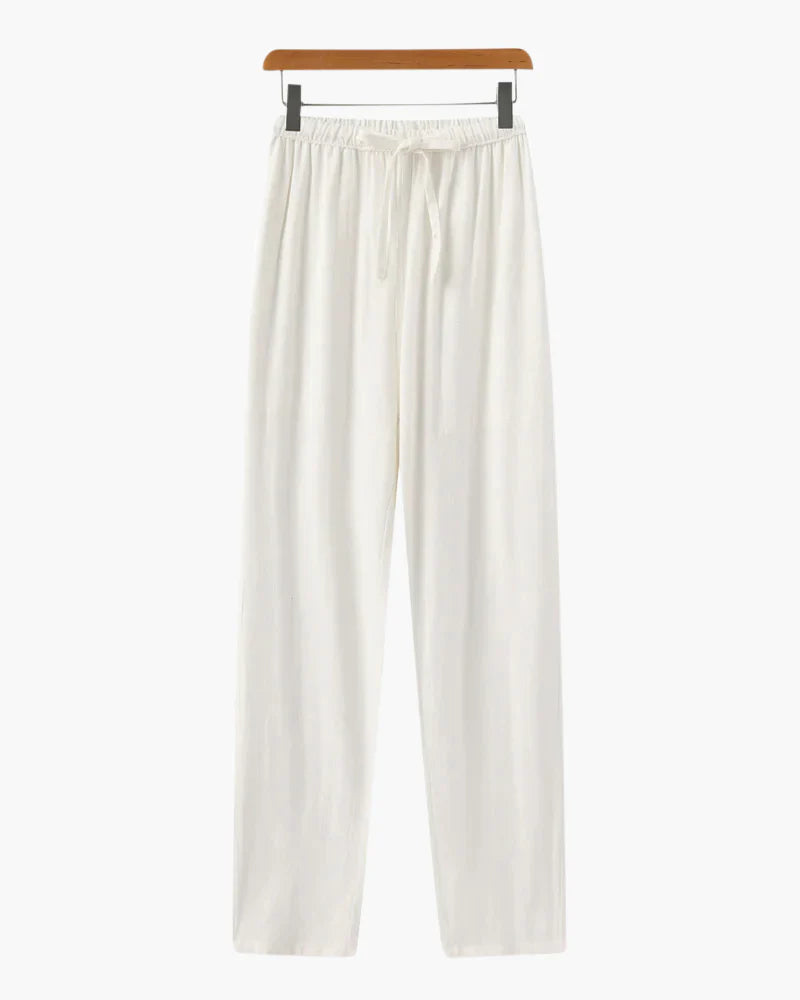 Pantalones de lino holgados con cordón