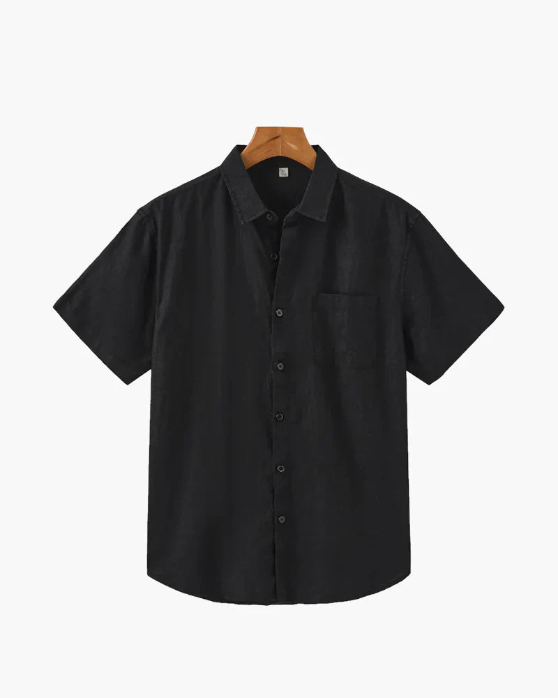 Camisa costera de lino de manga corta